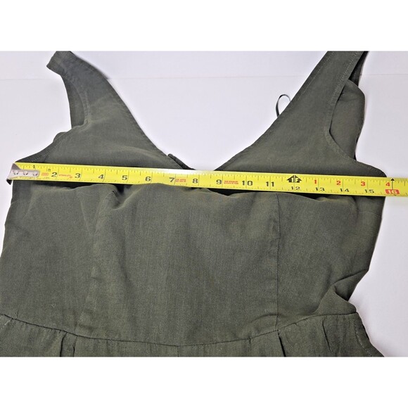 NEW LUCKY BRAND LINEN BLEND BROWN WIDE LEG TIE BACK CAPRI CROPPED JUMPSUIT XS - Picture 6 of 14